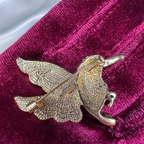 Anthropologie vintage Gold green Hummingbird Brooch - Picture 3 of 7